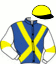 casaque portée par Durantet L. jockey du cheval de course KABOURG DU CHENE, information pmu ZETURF