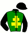 casaque portée par Aguiar T. jockey du cheval de course JONQUERA MARBOULA, information pmu ZETURF