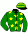 casaque portée par Raffin E. jockey du cheval de course FUCHSIA DU RIB, information pmu ZETURF