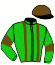 casaque portée par Lebouc Hug. jockey du cheval de course SIM CARD, information pmu ZETURF