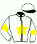 casaque portée par Madamet A. jockey du cheval de course DA VINCI, information pmu ZETURF