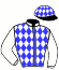 casaque portée par Brunelli Mlle M. jockey du cheval de course LOUIS DE LA KLAUSS, information pmu ZETURF casaque portée par Brunelli Mlle M. jockey du cheval de course LOUIS DE LA KLAUSS, information pmu ZETURF