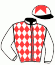 casaque portée par Cieslik Mlle E. jockey du cheval de course COVER BLEU (FR), information pmu ZETURF