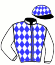 casaque portée par Millet G. jockey du cheval de course OULALAH (FR), information pmu ZETURF