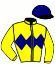 casaque portée par Molins Mme Amb. jockey du cheval de course NEW TRAFFORD (FR), information pmu ZETURF