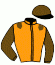 casaque portée par Heymans Mlle M. jockey du cheval de course HARDY DU SABLIER, information pmu ZETURF