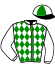 casaque portée par Ambrogio Mlle G. jockey du cheval de course GAETANE DU VIVIER, information pmu ZETURF