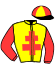 casaque portée par Grandin M. jockey du cheval de course DUX, information pmu ZETURF