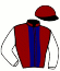 casaque portée par Armand L. jockey du cheval de course KALEOROUNA, information pmu ZETURF