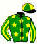 casaque portée par Guarato Adr. jockey du cheval de course HAPPY DE LA COTE, information pmu ZETURF