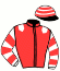 casaque portée par Dromigny T. jockey du cheval de course GENGIS DU VIF, information pmu ZETURF