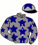 casaque portée par Santiago Mlle D. jockey du cheval de course FLY D'ASPE, information pmu ZETURF