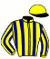 casaque portée par Mendizabal I. jockey du cheval de course CORIMBO, information pmu ZETURF