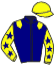 casaque portée par Mme Helene Sourbe jockey du cheval de course GRAVITY BLUE, information pmu ZETURF