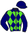 casaque portée par Meunier Gab. jockey du cheval de course LOSANGE VERT BLEU, information pmu ZETURF casaque portée par Meunier Gab. jockey du cheval de course LOSANGE VERT BLEU, information pmu ZETURF