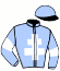 casaque portée par Barrois X. jockey du cheval de course HORIZON DE CHENU, information pmu ZETURF