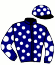 casaque portée par Moutard J. jockey du cheval de course ONE BITE (IE), information pmu ZETURF