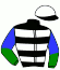 casaque portée par Le Bourhis Mlle M. jockey du cheval de course JUDEE, information pmu ZETURF