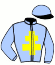 casaque portée par Rochard B. jockey du cheval de course GERONIMO MATICA, information pmu ZETURF