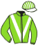 casaque portée par Barrier A. jockey du cheval de course KIMY SIMARDIERE, information pmu ZETURF