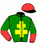 casaque portée par Brohier D. jockey du cheval de course CADEAU DE LA VIE, information pmu ZETURF