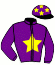casaque portée par Derieux R. jockey du cheval de course JALBA DU FER, information pmu ZETURF