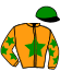casaque portée par Deville J. jockey du cheval de course LANA DE BEAUMEE, information pmu ZETURF