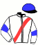 casaque portée par Bigeon Ch. J. jockey du cheval de course KALINKA MOYA, information pmu ZETURF