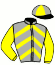 casaque portée par Manta A. jockey du cheval de course GOLDEN DE PAME, information pmu ZETURF