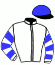 casaque portée par Poirier M. jockey du cheval de course JIBRIL SNOB, information pmu ZETURF
