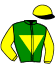 casaque portée par Alexandre Roussel jockey du cheval de course IMAGINE BANBOU, information pmu ZETURF