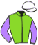 casaque portée par Madamet A. jockey du cheval de course SCAN FOR CHAMPAGNE, information pmu ZETURF