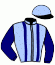 casaque portée par Mme Amandine Baudron jockey du cheval de course RISKY JANE, information pmu ZETURF