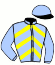 casaque portée par Bonnefoy F. jockey du cheval de course IGANDA, information pmu ZETURF