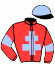 casaque portée par Deville J. jockey du cheval de course LYTERIOS DU SKY, information pmu ZETURF