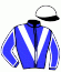casaque portée par Crublet E. jockey du cheval de course SIXIEME SENS, information pmu ZETURF