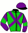 casaque portée par Santiago Mlle D. jockey du cheval de course SILVER MAGIC, information pmu ZETURF