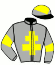 casaque portée par Marie Benj. jockey du cheval de course TICKLISH, information pmu ZETURF