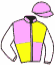 casaque portée par Bachelot T. jockey du cheval de course DROIT DE PAROLE, information pmu ZETURF