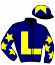 casaque portée par Weissmeier Mlle E. R. jockey du cheval de course LEX LUTHOR, information pmu ZETURF