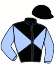 casaque portée par Bendjama A. jockey du cheval de course KALINKA LABOUEYRIE, information pmu ZETURF