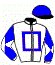 casaque portée par Crastus A. jockey du cheval de course AL MUTHQAFAH, information pmu ZETURF
