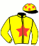 casaque portée par Bossuet B. jockey du cheval de course FIDJI DES THUYAS (FR), information pmu ZETURF