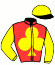 casaque portée par Gesret P. jockey du cheval de course GINO DU DERBY, information pmu ZETURF