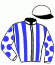 casaque portée par Seguy V. jockey du cheval de course JAWED I, information pmu ZETURF