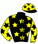 casaque portée par Piccone T. jockey du cheval de course SANTI DEL MARE, information pmu ZETURF