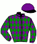 casaque portée par Eon Mlle M. jockey du cheval de course BLUEBELL GIRL, information pmu ZETURF