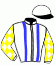 casaque portée par Clozier F. jockey du cheval de course JAKIE DE L'ORMERIE, information pmu ZETURF