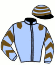 casaque portée par Chenet V. jockey du cheval de course MIRALINK, information pmu ZETURF
