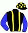 casaque portée par Baillou N. jockey du cheval de course VOYAGEUSE DU MATIN, information pmu ZETURF